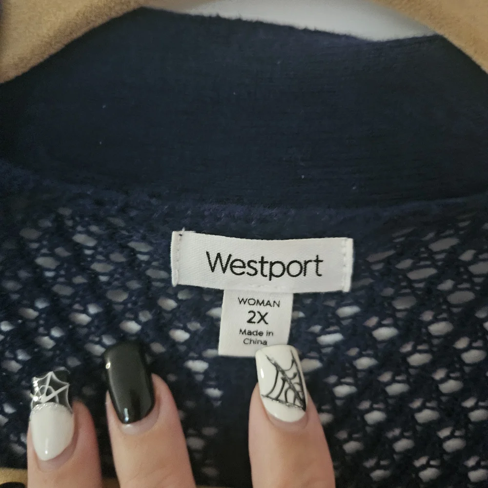 Westport Women's Dark Blue Knit Cardigan - Picture 2 of 4